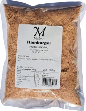 Ferdigblandet krydder til HAMBURGER - 500g. Midlertidig utsolgt!