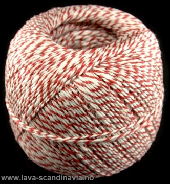 Pølsehyssing, Rød/Hvit bomull - ca 150m. Industri kvalitet!